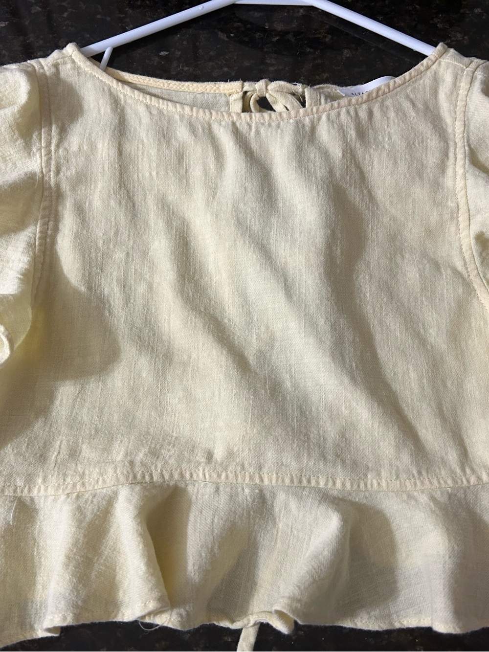 Altar’d  state  Yellow Linen Peplum Top